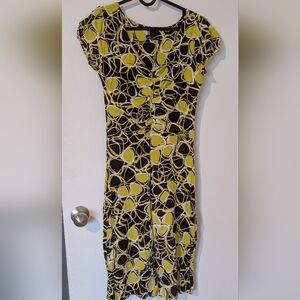 Yellow and Black Abstract Print Women’s Dress